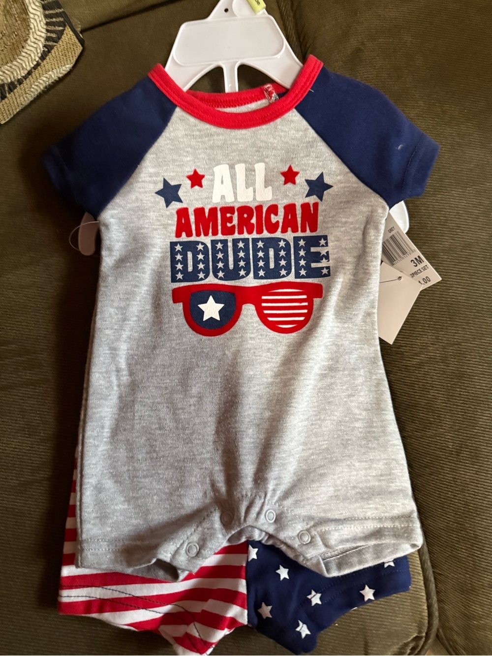 All American Dude Baby Romper - Red, White & Blue